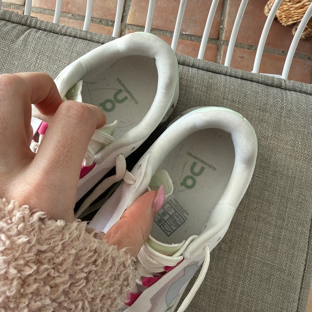 On Cloudtec Cloudmonster White Sneakers With Pink… - image 3